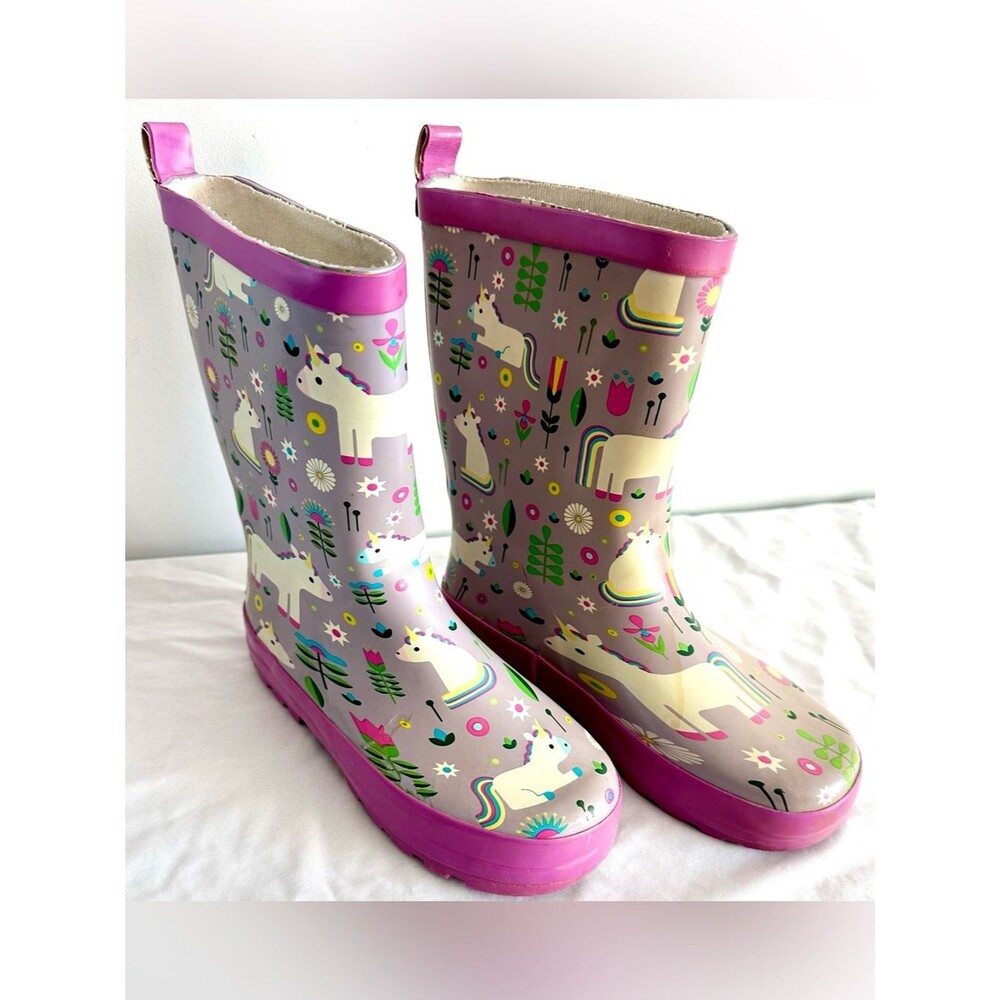 Kid Made Modern Rain Boots Size L (13) – Purple Unicorn Floral Waterproof Boots
